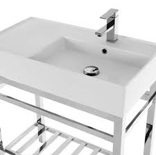 Featuring a lower towel rack, this console stand is a perfect solution to keep your towels and other accessories tidy. Scarabeo 5118 Con2 By Nameek S Teorema 2 Modern Ceramic Console Sink With Counter Space And Chrome Base Thebathoutlet
