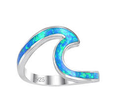 Paradise Blue Wave Ring Rings For Girls Sterling Silver Wedding Band Sterling Silver Rings Bands