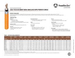 Southwire Spec Csa Teck 90 5kv Ns Epr Power Cable