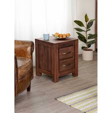 Available with one, two or three drawers, they offer a neat storage option for your books or toiletries and somewhere to display. Solid Walnut Lamp Bedside Table 2 Drawers In Dark Wood Finish