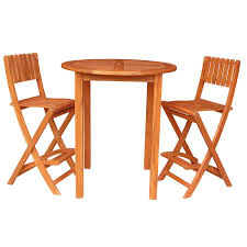 Solid Acacia Round Bar Table 2 Folding Bar Stools 3 Pc Set Furniture Barn Usa Bar Table Patio Bar Set Round Bar Table