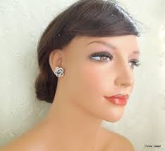 Bridal Stud Earrings, Wedding Crystal Earrings, Blue Rhinestone Earrings,  Wedding Stud Earrings, Bridal Stud Earrings, Clip On, ROSELANI