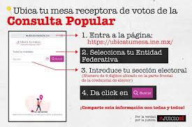 En la consulta popular podrán participar todos las y los ciudadanos que cuente con una credencial oficial del ine y no tenga suspendidos sus sin embargo, para la consulta ciudadana no habrán casillas especiales por lo que no se podrá participar si se encuentra en un lugar ajeno a la residencia. Omar Garcia Ø¹Ù„Ù‰ ØªÙˆÙŠØªØ± Finalmente El Inemexico Publica La Ubicacion De Las Casillas Para La Consulta Popular Del 1Âº De Agosto Ubiquen Su Casilla Informen A Propios Y Extranos Salgan A Votar