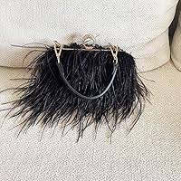 Women Ostrich Feather Purse Ostrich Tote Bag Fluffy Feather Purse Fringe  Clutch Evening Handbag for Party Prom Black : Clothing, Shoes & Jewelry