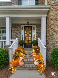 Simple fall porch decorating ideas are all the rage right now. Fall Porch Decor Statement Making Front Steps Kelley Nan