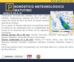 Pronostican chubascos con lluvias fuertes para Sinaloa por monzón mexicano