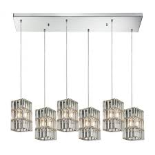 Cynthia 6 Light Rectangular Pendant Fixture In Polished Chrome With Crystal V9mk Galleria
