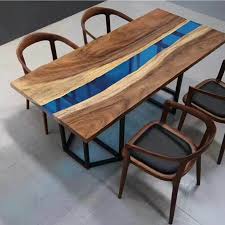 Custom epoxy river tables with deep pour epoxy. China Beauty Blue Wooden Slab Table Top River Dining Table Solid Wood Clear Epoxy Resin Table China Furniture Classical Style