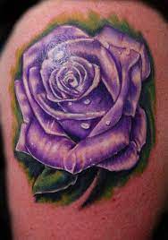 Amazing purple rose with banner tattoo design for arm. 33 Awesome Purple Rose Tattoos Images Pictures And Ideas
