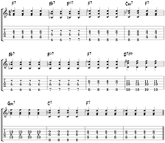 jazz blues chord progressions shapes comping examples