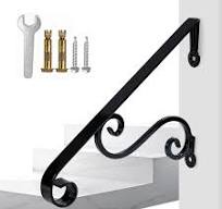 Yahpetes Hand Rails 1-2 Steps Porch Handrails Wrought Iron Handrail Grab  Rail Single Post Railing 22.8"X 14.4" Black Stair Railing Bracket Metal Art  ...