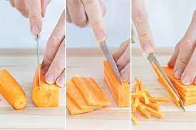 Place cut side of carrot down so it doesn't roll when cutting. How To Prepare Julienne Carrots