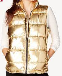 Metallic Gold Puffer Vest Puffer Vest Outfit Juniors Jackets Puffer Vest