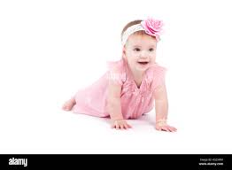 Cute Beautiful Baby Girl In Pink Dress And Pink Wrap Stock Photo Alamy