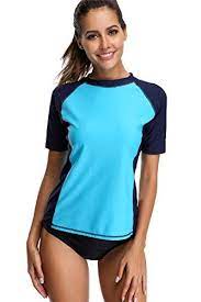 Maysoul Women S Short Sleeve Rash Guard Swimsuit Upf Swim Shirt Athletic Tops Swimsuit Tops Swim Shirts Rashguard Swimsuit