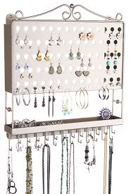 Although it looks great hanging next to your other decor, you could also follow one of the best small closet ideas and hang the jewelry rack on the back of a closet door. Jewellery Boxes Organizers Earring Holder Wall Organizer Hanging Closet Jewelry Storage Rackangelynn S Jewellery Watches Vishawatch Com