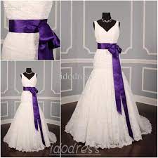 Wholesale Y 140 Gorgeousness V Neckline Mermaid With Trailing Lace Sash Ruffle Purple Sash Wedding Grey Bridesmaid Dresses Wedding Attire Purple Wedding Dress
