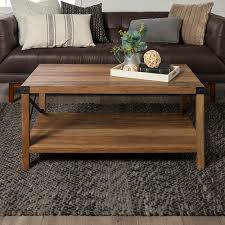 Rustic coffee tables are actually quite versatile especially when it comes to finding a solid wood coffee table for your home. Walker Edison Rustic Farmhouse Wood Coffee Table Rustic Oak Bbf40mxctro Best Buy