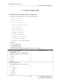 Bagi teman teman yang sedang mencari soal soal turunan fungsi trigonometri berikut ini saya share beberapa soal yang saya miliki soal turunan fungsi trigonometri berikut ini berformat pdf pastikan pada smartphone atau pc teman teman sudah ter install aplikasi pdf reader seperti foxit adobe reader dan sebagainya. Doc 4 Turunan Derivatif Debu Kecil Academia Edu