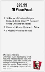Get These Kfc Printable Coupon 16 Piece Feast For 29 99 Only Good At Participating Kfc Restaurants In Selected Zi Printable Coupons Fast Food Coupons Coupons