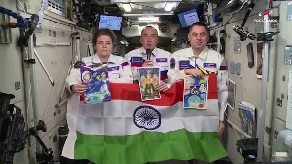 India's Independence Day wishes from space! Russian cosmonauts Pyotr Dubrov,  Anna Kikina and Andrey Fedyaev sent warm greetings to India from orbit,  praising the country's journey of self-reliance and prosperity while  celebrating