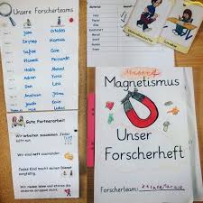 In Der Su Reihe Zum Thema Magnetismus Arbeiten Die Kids In Forscherteams Zusammen Die Rollen Sind Dabei Klar Verteilt Da Magnetismus Kinder Schule Schulideen