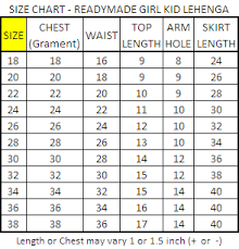 actual girls measurement size chart 2019