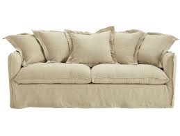 Sofa 3 4 Sitzer Aus Gewashenes Leinen Hanffarben Barcelone Ausziehbares Sofa