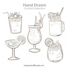 Black And White Lemonade Pitcher Clipart Download Hand Drawn Cocktail Collection With Sketchy Style For Free How To Draw Hands Cocktail Illustration Menu Illustration