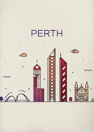 Perth Australia Whimsical City Skyline Fun Bright Tall Series By Design Turnpike In 2021 Perth Australia City City Skyline Perth Australia