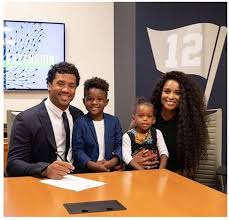 With their honeymoon right around the corner it might be a while before the wilsons make their first red carpet appearance together as newlyweds, but take a look back at all the. Russell Wilson Thanks God For Ciara Kids As He Signs 140m Deal