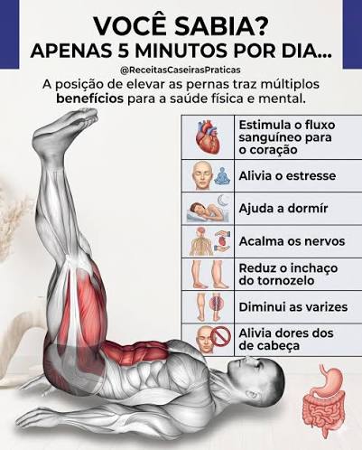 🦶 VOCÊ SABIA? APENAS 5 MINUTOS POR DIA PODEM MUDAR TUDO! Às vezes, a  rotina pesada nos deixa com as pernas cansadas e a mente exausta. Mas  existe um exercício extremamente simples,