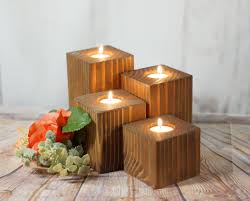 Wood Candle Holder Set Reclaimed Wood Rustic Home Decor Wedding Table Centerpiece Coffee Table Candles Rustic Candle Sticks Rustic Candles Candle Holders