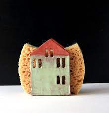 napkin holder sponge holder ceramic house ceramics and etsy in 2020 hand built pottery ceramic houses napkin holder