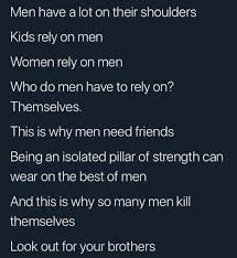 We did not find results for: Very True Men Need To Support Each Other Mensrights