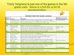 If you're helping a struggling third grade student, check our lower levels; 5th Grade Math Activity Tricky Tangrams Measurement Algebra Geome
