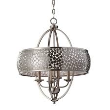 The number of light sources: Contemporary Zara 4 Light Large Ceiling Pendant Brushed Steel
