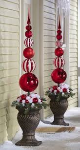 Create Your Own Christmas Wonderland With These Red And White Ornament Yard Stak Diy Christmas Decorations Easy White Christmas Ornaments Outdoor Christmas Diy