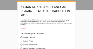 Kepuasan pelanggan sendiri yaitu respon atau tanggapan yang diberikan para konsumen setelah terpenuhinya kebutuhan mereka akan sebuah produk ataupun. Kajian Kepuasan Pelanggan Pejabat Bendahari Bagi Tahun 2015
