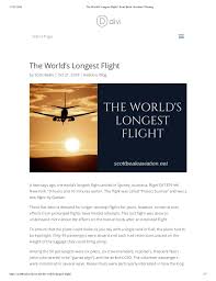 Did you know that some of the longest domestic flights in the world. The World S Longest Flight Scott Beale