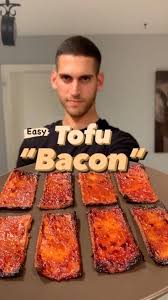 Drain the liquid from the tofu and press the extra liquid out by wrapping it in a clean dish towel, or by using a tofu press. Vegan Govegan On Instagram Easy Tofu Bacon By Vegan Roey Recipe 1 2 Pack Extra Firm Tofu Slice Into Very Thin Pieces In 2021 Firm Tofu Recipes Eat Recipes