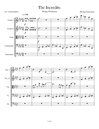 The Incredits Sheet Music For Violin Cello Viola Contrabass String Orchestra Musescore Com