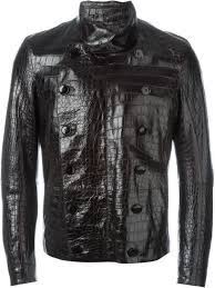 Giorgio Armani Alligator Leather Buttoned Jacket Degli Effetti Men Farfetch Com Leather Jacket Men Style Leather Jacket Men Leather Jacket