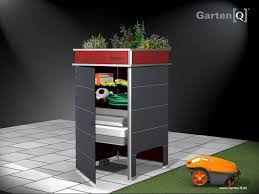 Gartenschrank Mit Mahroboter Garage Gartenschrank Aussenanlagen Kissenbox