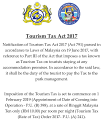 This means that all hotel accommodations in malaysia will have new tourism tax instituted on august 1, 2017, in addition to. Announcement Implementation Of Tourism Tax 2017 At Sarawak National Parks Bako National Park