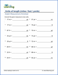 Based on your pool length, here are how many laps you'll need to swim to complete a true mile: Grade 6 Worksheets Convert Lengths Between Feet Yards And Miles K5 Learning