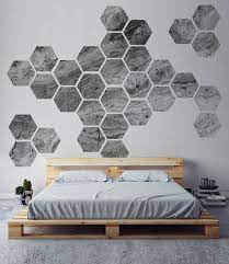 sticker mural a nid dabeille amovible gris marbre 8 stickers bedroom wall designs honeycomb wall wall design