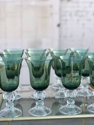 Part of the appeal of a crystal goblet is the etching that decorates it. Vintage Lenox Crystal Goblets Water Glasses Green Crystal Set 12 Hotbox Vintage