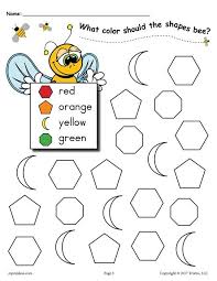 Shapes coloring pages for toddlers. 6 Bee Themed Shapes Coloring Pages Shape Coloring Pages Shapes Preschool Shapes Coloring Pages