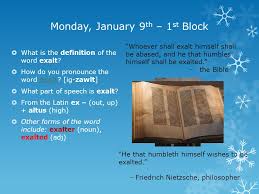 Listen to the audio pronunciation in english. Monday January 9 Th Through Through Friday January 13 Th Ppt Download